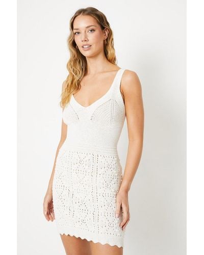 Oasis Crochet Stitch Detail Mini Dress - White