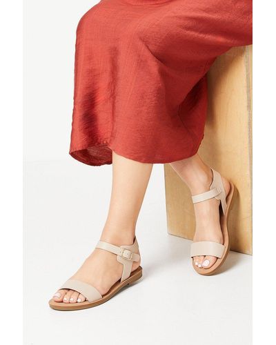 Oasis Idalia Comfort Ankle Strap Flat Sandals - Red