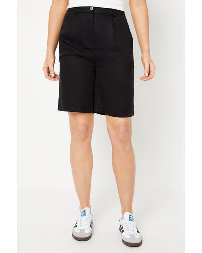 Oasis Top Stitch Longline Shorts - Black