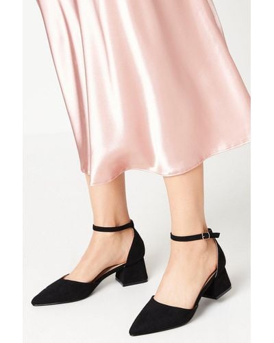 Oasis Vita Low Block Heel Pointed Court Shoes - Pink