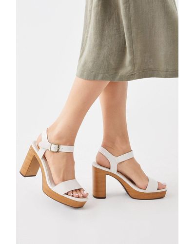 Oasis Wooden Heeled Platform Sandals - Natural