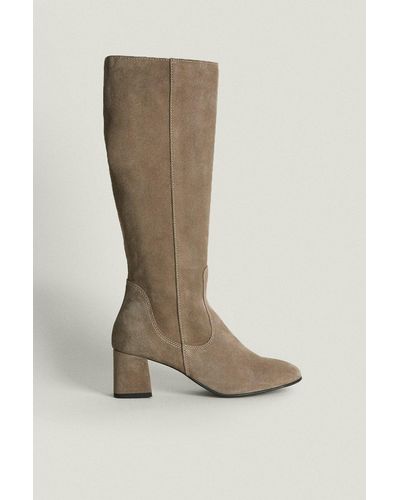 Oasis Suede Knee High Boot - Natural