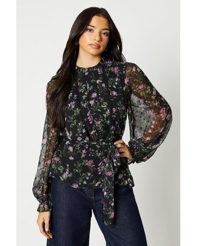 Oasis Floral Lace Trim Blouse in Blue Lyst UK
