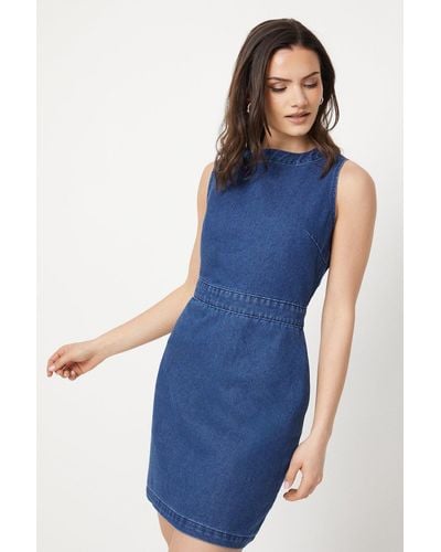 Oasis Sleeveless Denim Mini Dress - Blue