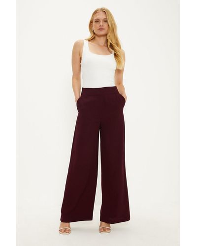 Oasis Crepe Wide Leg Trouser - Red
