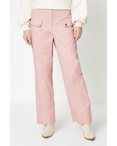 Oasis Twill Contrast Stitch Cargo Trouser - Pink