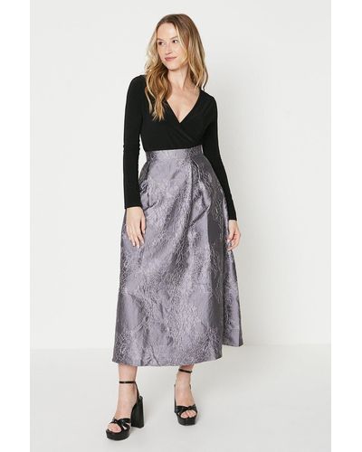 Oasis Premium Jacquard Maxi Skirt - Grey