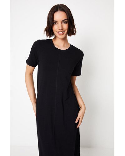 Oasis Plain Trapeze Midi T-shirt Dress - Black