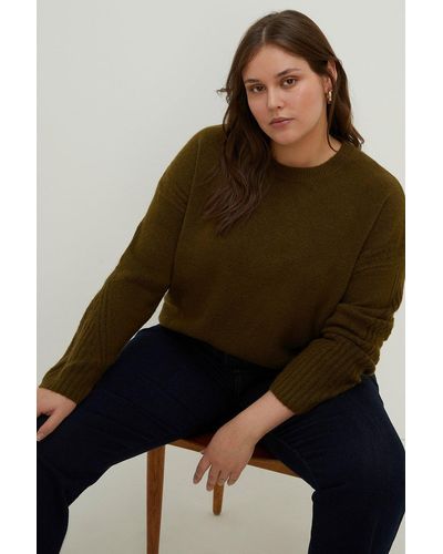 Oasis Curve Cosy Rib Detail Crew Neck Jumper - Brown