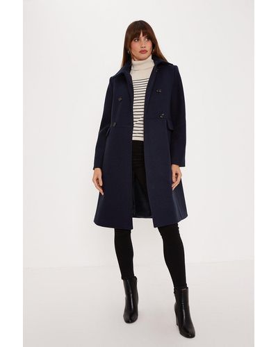 Oasis Double Breasted Dolly Coat - Blue