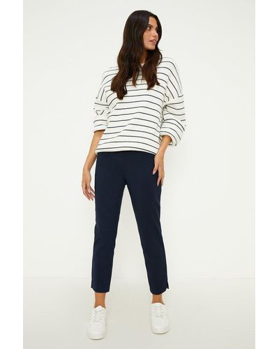 Oasis Side Zip Detail Cropped Trousers - Blue