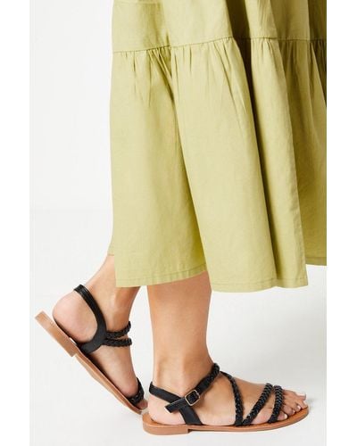 Oasis Bianca Plaited Asymmetric Strap Flat Sandals - Natural