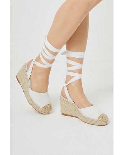 Oasis Canvas Espadrille Lace Up Wedge - Natural