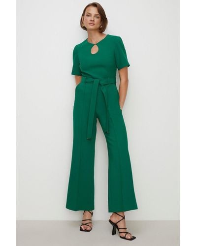 Oasis Premium Tailored Stretch Belted Jumpsuit - Green
