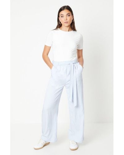 Oasis Petite Soft Twill Paperbag Trouser - White