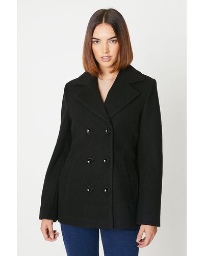 Oasis Double Breasted Peacoat - Black
