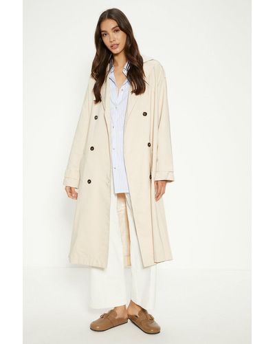 Oasis Pleat Detail Belted Trench Coat - Natural