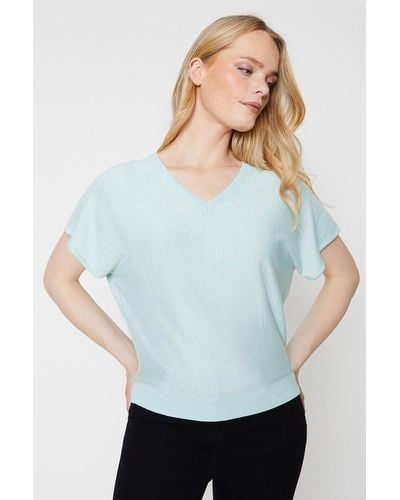 Oasis Slouchy V Neck Knitted Tee - White