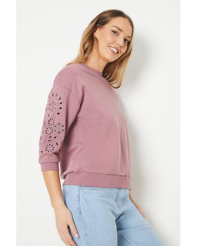 Oasis Embroidered Cutwork Short Sleeve Sweatshirt