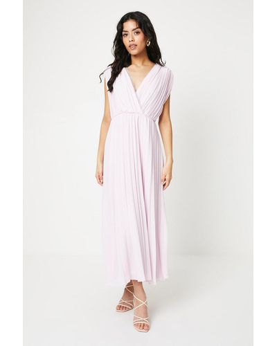 Oasis Petite Occasion Pleated Wrap Midaxi Dress - Pink