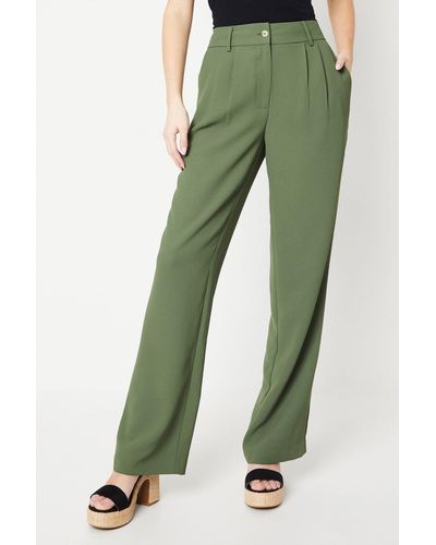 Oasis Pleat Front Relaxed Tailored Trouser - Green