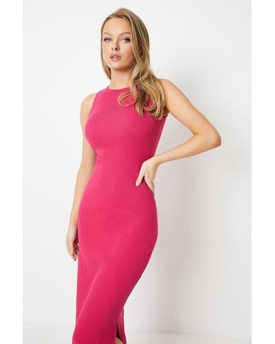 Oasis Rib Racer Bodycon Maxi Dress - Pink
