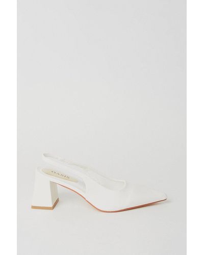 Oasis Venus Slingback Mid Block Heel Pointed Court Shoes - White