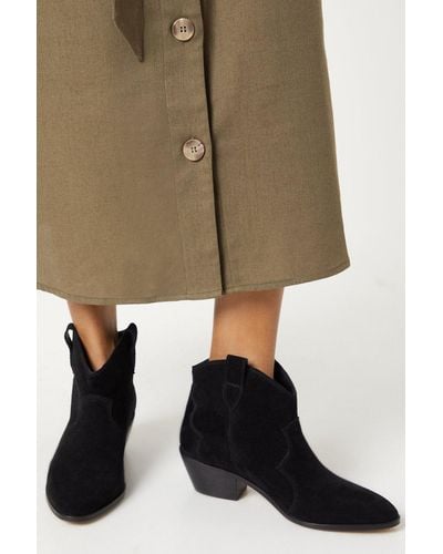 Oasis Jemima Suede Western Ankle Boots - Natural