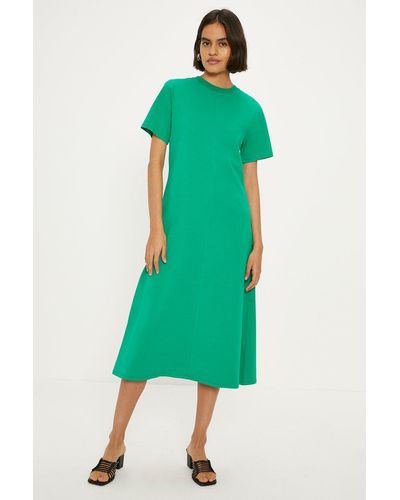 Oasis Cotton Aline T-shirt Midi Dress - Green