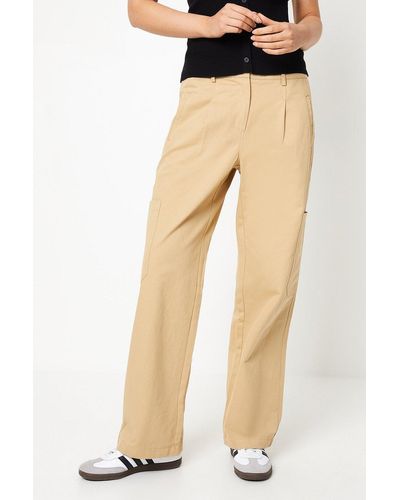 Oasis Twill Cargo Pocket Detail Trouser - Natural
