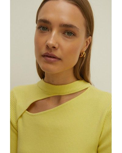 Oasis Cut Out Detail Knitted Top - Yellow