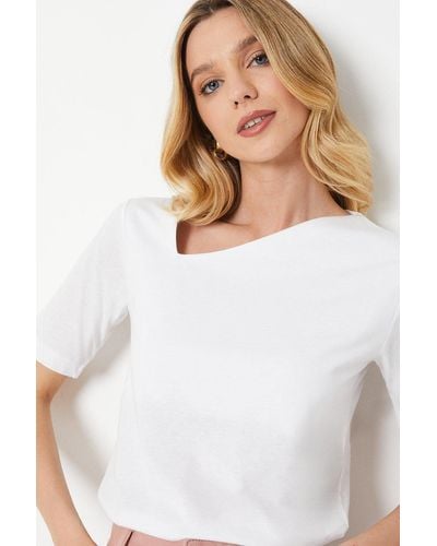 Oasis Plain Asymmetic Short Sleeve Top - White