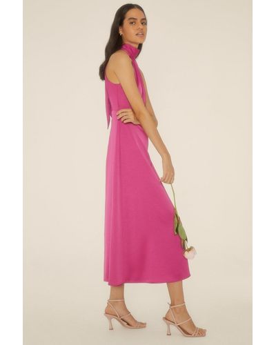 Oasis Halter Neck Midi Dress - Pink