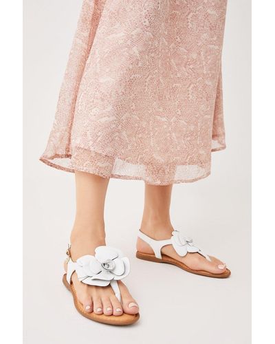Oasis Leather Flower Toe Thong Sandals - Pink