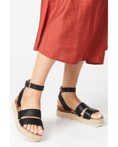 Oasis Bertie Chunky Double Strap Flatform Wedge Sandals - Red