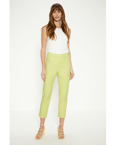 Oasis Cotton Sateen Zip Side Crop Trouser - Yellow