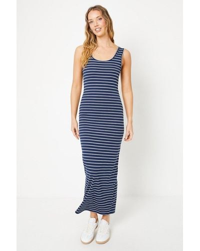 Oasis Stripe Jersey Bodycon Maxi Dress - Blue