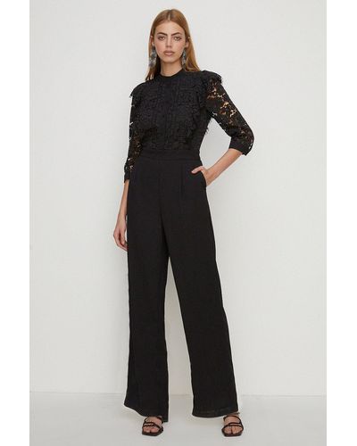 Oasis Lace Ruffle Tailored Jumpsuit - Blue