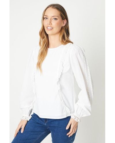 Oasis Broderie Ruffle Detail Blouse - White