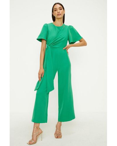 Oasis Petite Crepe Wrap Side Jumpsuit - Green