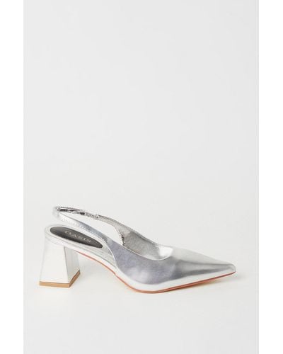 Oasis Venus Slingback Mid Block Heel Pointed Court Shoes - White