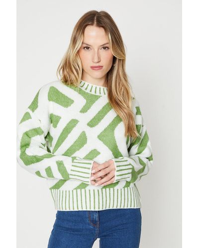 Oasis Patterned Detail Cosy Jumper - Green