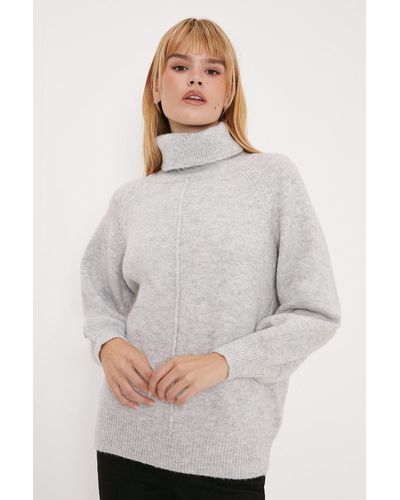 Oasis Cosy Roll Neck Seam Details Jumper - Grey