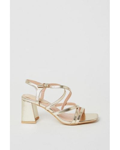 Oasis Missy Strappy High Block Heeled Sandals - Natural