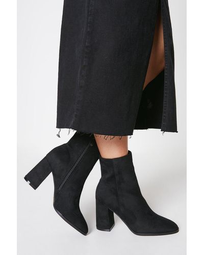 Oasis Juliette High Block Heel Almond Toe Ankle Boots - Black