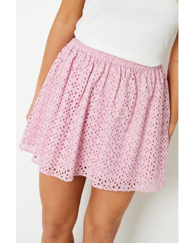 Oasis Broderie Mini Skirt - Pink