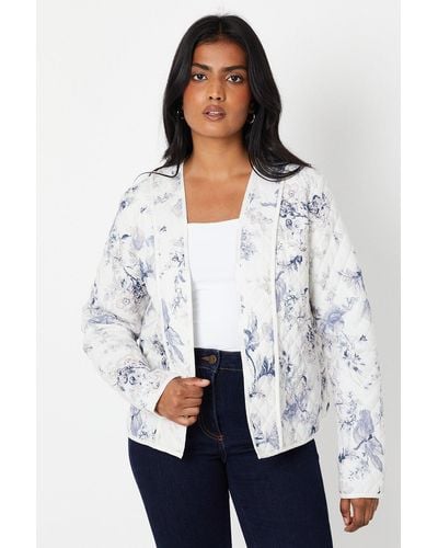 Oasis Floral Printed Quilted Jacket - White