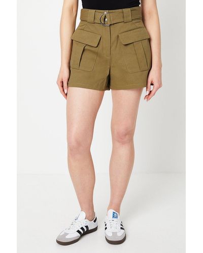 Oasis Twill Cargo Pocket Tailored Shorts - Green