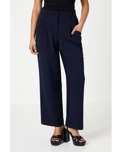 Oasis Petite Wide Leg Relaxed Trouser - Blue