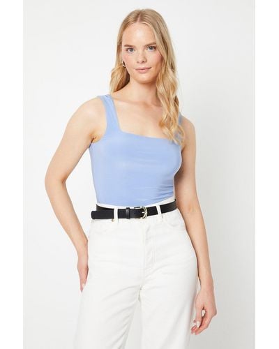 Oasis Double Layer Square Neck Top - Blue